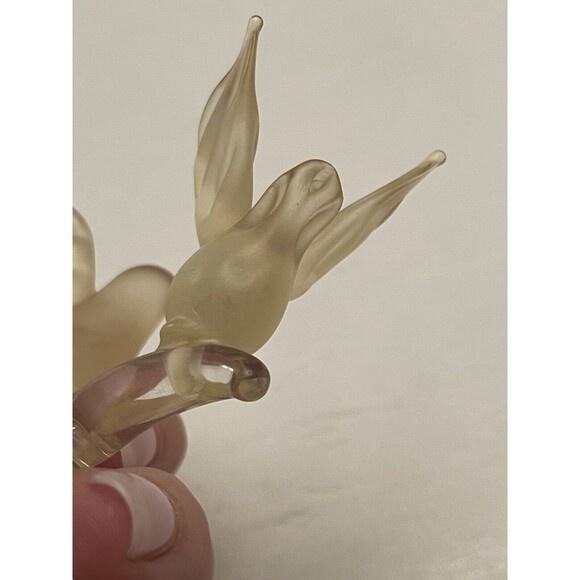 VTG Satin Frosted Glass Bird Pair on Clear Glass Branch Figurine Art Glass 2.5" - Picture 8 of 9
